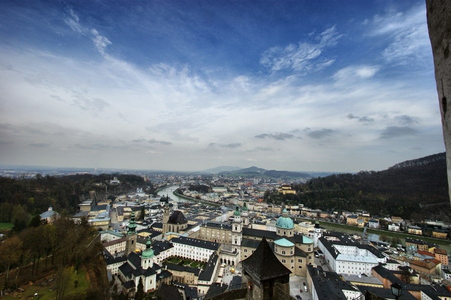 Fortaleza de Hohensalzburg, vista para Salzburg, Áustria