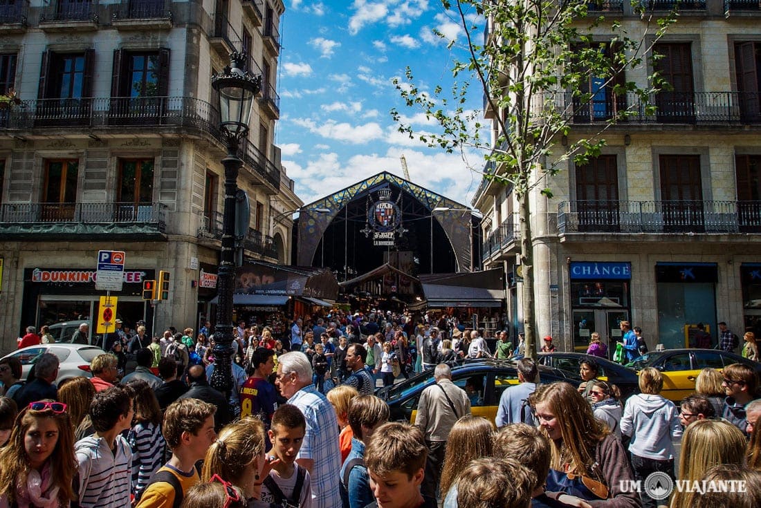 Mercado de La Boquería, na Rambla - Em Barcelona