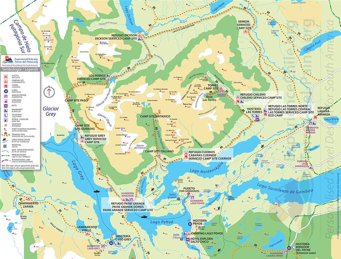 Mapa Torres del Paine