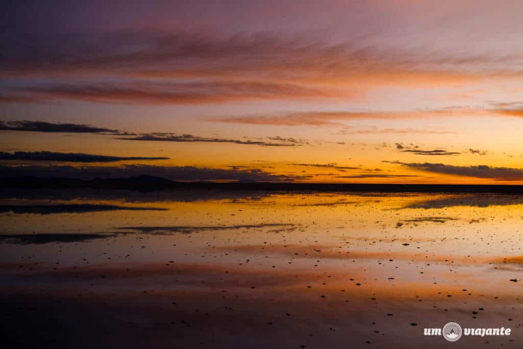 Pôr do sol no Salar de Uyuni